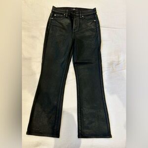 7 for All Mankind Highwaist Slim Kick Black Denim Coated Jeans Size 27